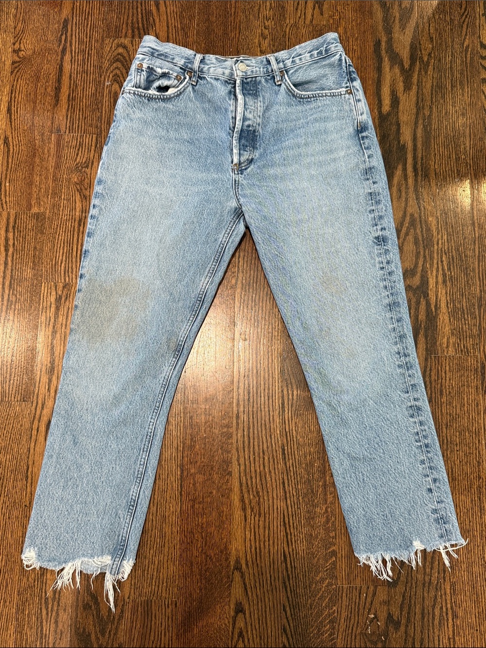 Agolde Riley Crop High Rise Straight Jeans Light Wash 29 - Discoloration!